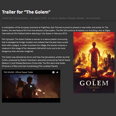 Trailer for “The Golem”